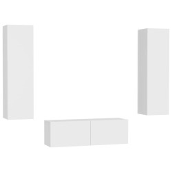 vidaXL Set Mobile TV 3 pz Bianco in Truciolato