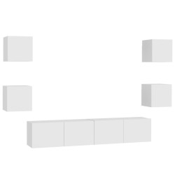 vidaXL Set Mobile TV 6 pz Bianco in Truciolato
