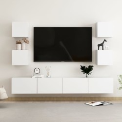 vidaXL Set Mobili Porta TV 6 pz Bianco in Legno Multistrato