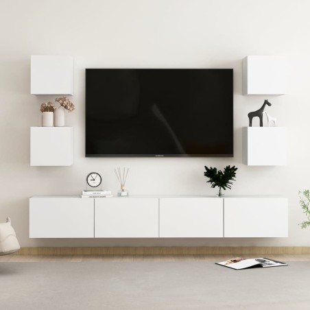 vidaXL Set Mobili Porta TV 6 pz Bianco in Legno Multistrato