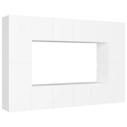 vidaXL Set Mobile TV 8 pz Bianco in Truciolato