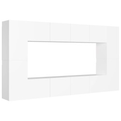 vidaXL Set Mobile TV 8 pz Bianco in Truciolato