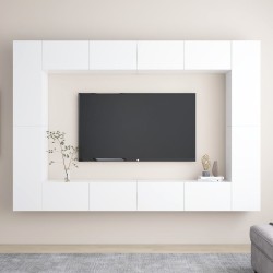 vidaXL Set Mobili Porta TV 8 pz Bianco in Legno Multistrato
