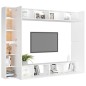 vidaXL Set Mobili Porta TV 8 pz Bianco in Legno Multistrato vidaXL Set Mobili Porta TV 8 pz Bianco in Legno Multistrato