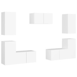 vidaXL Set Mobile TV 7 pz Bianco in Truciolato