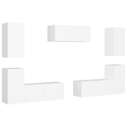 vidaXL Set Mobili Porta TV 7 pz Bianco in Legno Multistrato