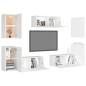 vidaXL Set Mobili Porta TV 7 pz Bianco in Legno Multistrato vidaXL Set Mobili Porta TV 7 pz Bianco in Legno Multistrato