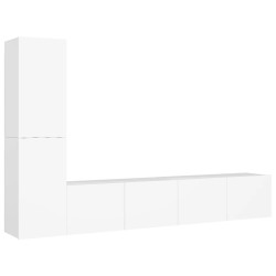 vidaXL Set Mobile TV 4 pz Bianco in Truciolato