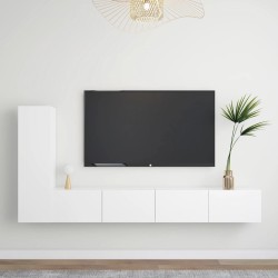 vidaXL Set Mobili Porta TV 3 pz Bianco in Legno Multistrato
