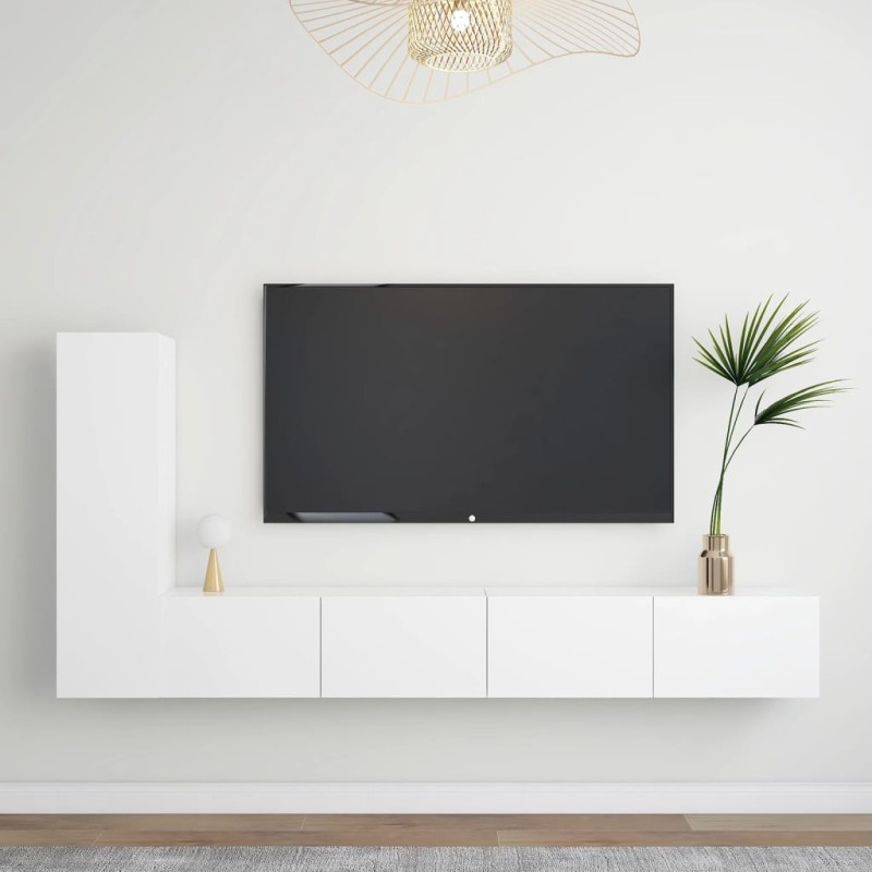 vidaXL Set Mobili Porta TV 3 pz Bianco in Legno Multistrato