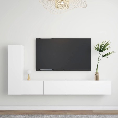 vidaXL Set Mobili Porta TV 3 pz Bianco in Legno Multistrato