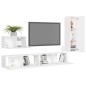 vidaXL Set Mobile TV 4 pz Bianco in Truciolato vidaXL Set Mobile TV 4 pz Bianco in Truciolato
