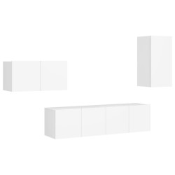 vidaXL Set di Mobili Porta TV 4 pz Bianco in Legno Multistrato