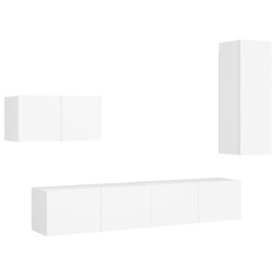 vidaXL Set Mobile TV 4 pz Bianco in Truciolato