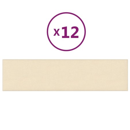 vidaXL Pannelli Murali 12 pz Crema 60x15 cm Tessuto 1,08 m²