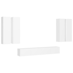 vidaXL Set Mobile TV 6 pz Bianco in Truciolato