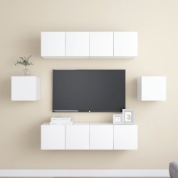vidaXL Set Mobile TV 6 pz Bianco in Truciolato