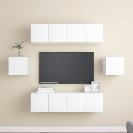 vidaXL Set Mobile TV 6 pz Bianco in Truciolato