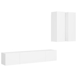 vidaXL Set Mobile TV 4 pz Bianco in Truciolato