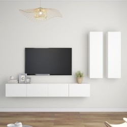 vidaXL Set Mobili Porta TV 4 pz Bianco in Legno Multistrato