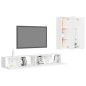 vidaXL Set Mobili Porta TV 4 pz Bianco in Legno Multistrato vidaXL Set Mobili Porta TV 4 pz Bianco in Legno Multistrato