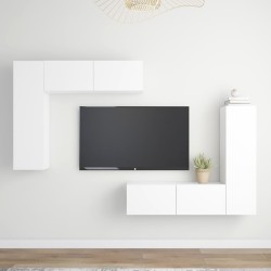 vidaXL Set Mobile TV 4 pz Bianco in Truciolato