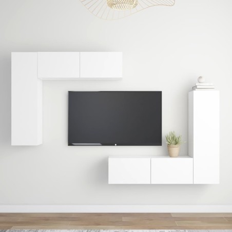 vidaXL Set Mobile TV 4 pz Bianco in Truciolato