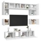 vidaXL Set Mobile TV 8 pz Bianco in Truciolato vidaXL Set Mobile TV 8 pz Bianco in Truciolato