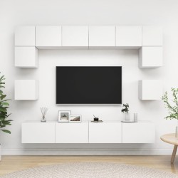 vidaXL Set Mobile TV 8 pz Bianco in Truciolato