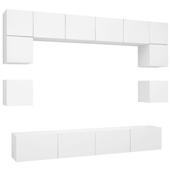 vidaXL Set Mobile TV 8 pz Bianco in Truciolato