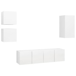 vidaXL Set Mobile TV 5 pz Bianco in Truciolato