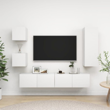 vidaXL Set di Mobili Porta TV 5 pz Bianco in Legno Multistrato