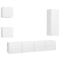 vidaXL Set di Mobili Porta TV 5 pz Bianco in Legno Multistrato