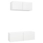 vidaXL Set Mobili Porta TV 2 pz Bianco in Legno Multistrato vidaXL Set Mobili Porta TV 2 pz Bianco in Legno Multistrato