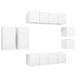 vidaXL Set Mobile TV 8 pz Bianco in Truciolato