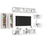 vidaXL Set Mobili Porta TV 8 pz Bianco in Legno Multistrato vidaXL Set Mobili Porta TV 8 pz Bianco in Legno Multistrato