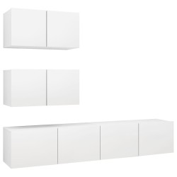 vidaXL Set Mobili TV 4 pz Bianco in Truciolato