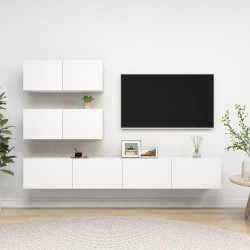vidaXL Set Mobili Porta TV 4 pz Bianco in Legno Multistrato