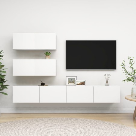 vidaXL Set Mobili Porta TV 4 pz Bianco in Legno Multistrato