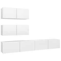 vidaXL Set Mobili Porta TV 4 pz Bianco in Legno Multistrato