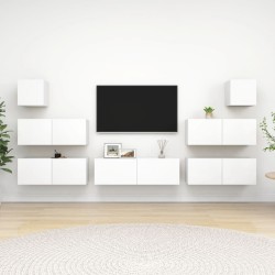 vidaXL Set Mobili Porta TV 7 pz Bianco in Legno Multistrato
