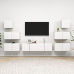 vidaXL Set Mobile TV 8 pz Bianco in Truciolato 