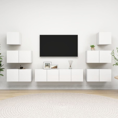 vidaXL Set Mobile TV 8 pz Bianco in Truciolato 