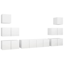vidaXL Set Mobile TV 8 pz Bianco in Truciolato 
