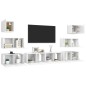 vidaXL Set Mobile TV 8 pz Bianco in Truciolato vidaXL Set Mobile TV 8 pz Bianco in Truciolato