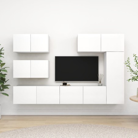 vidaXL Set Mobile TV 6 pz Bianco in Truciolato