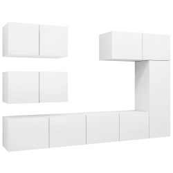 vidaXL Set Mobile TV 6 pz Bianco in Truciolato