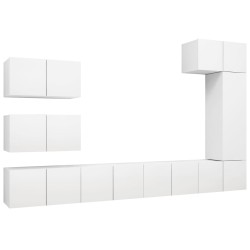 vidaXL Set Mobile TV 8 pz Bianco in Truciolato