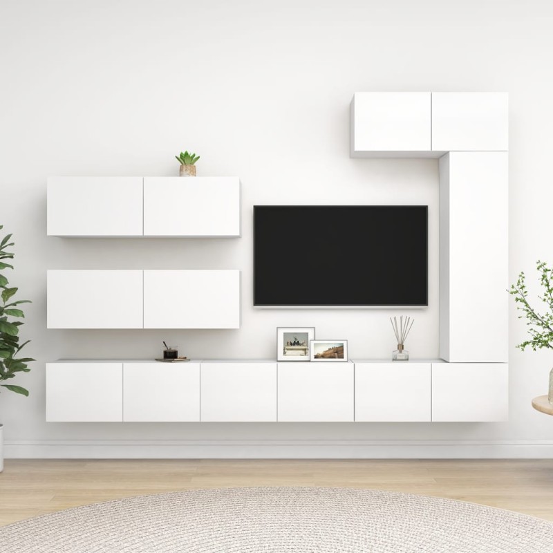 vidaXL Set Mobile TV 7 pz Bianco in Truciolato vidaXL Set Mobile TV 7 pz Bianco in Truciolato