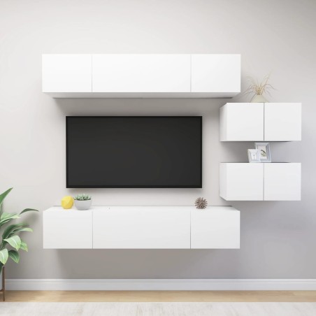 vidaXL Set Mobile TV 6 pz Bianco in Truciolato